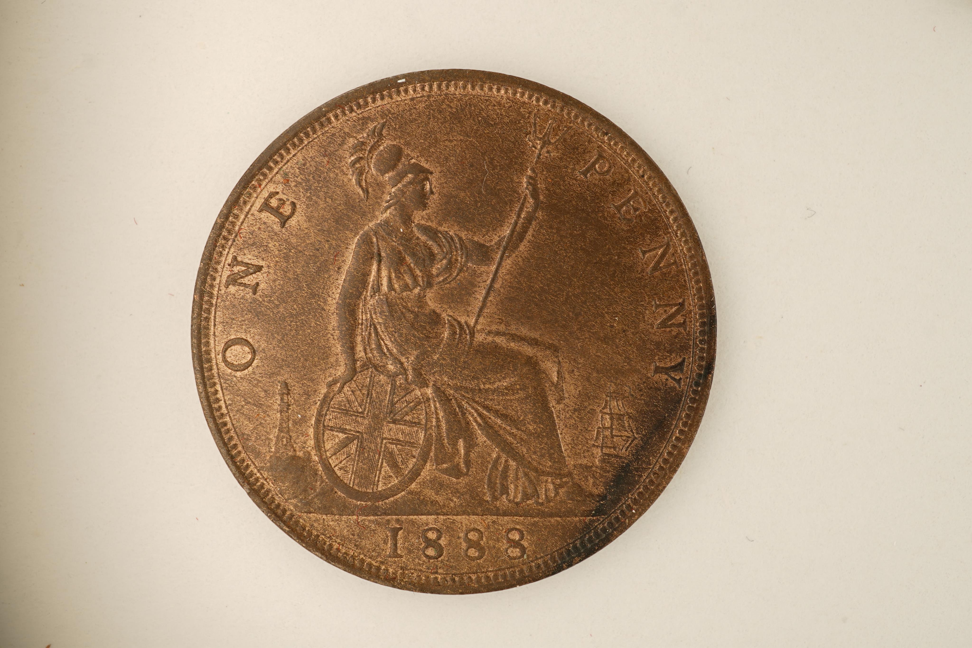 British coins, Victoria, three bronze pennies;, 1888, Fr. 126, Gouby dies R/r, about UNC, toning and lustre, 1889, Fr. 127, Gouby dies R/r, good EF, patches of toning and lustre, 1890, Fr. 130, Gouby dies R/r, proof-like